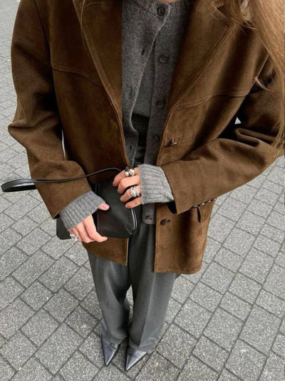 Damen Kunstwildlederjacke – Eleganter Blazer im modernen Schnitt
