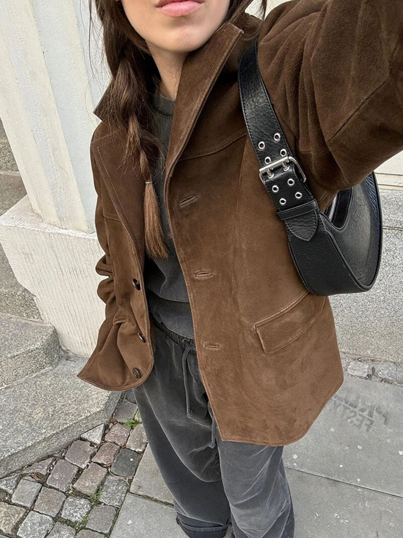 Damen Kunstwildlederjacke – Eleganter Blazer im modernen Schnitt