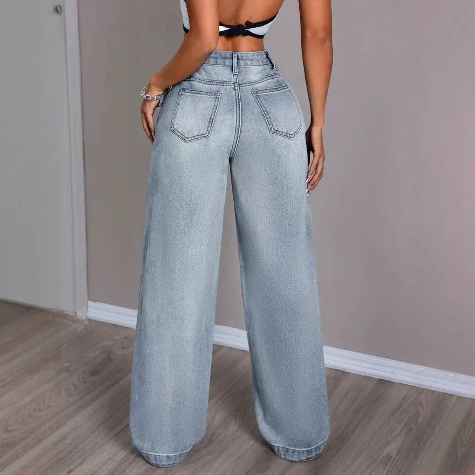 Stella | Vintage Vibe Mom Jeans mit weitem Bein