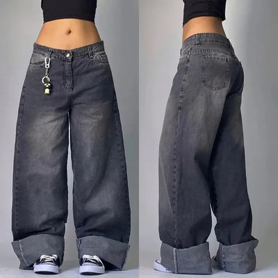 Damen Jeans – Baumwolle – Baggy Streetwear Stil – Weite Passform