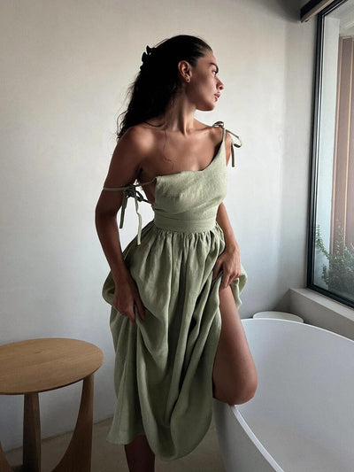 Leinen Boho Maxikleid | Strandkleid, Sommerkleid