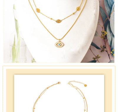 Tayla Evil Eye Halskette - Edelstahl - vergoldet