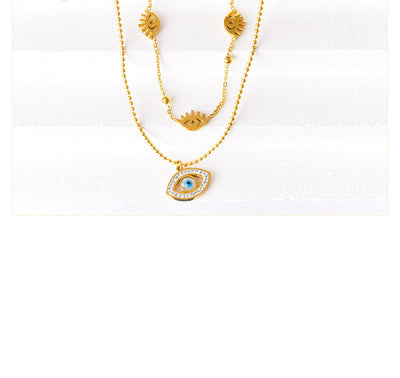 Tayla Evil Eye Halskette - Edelstahl - vergoldet