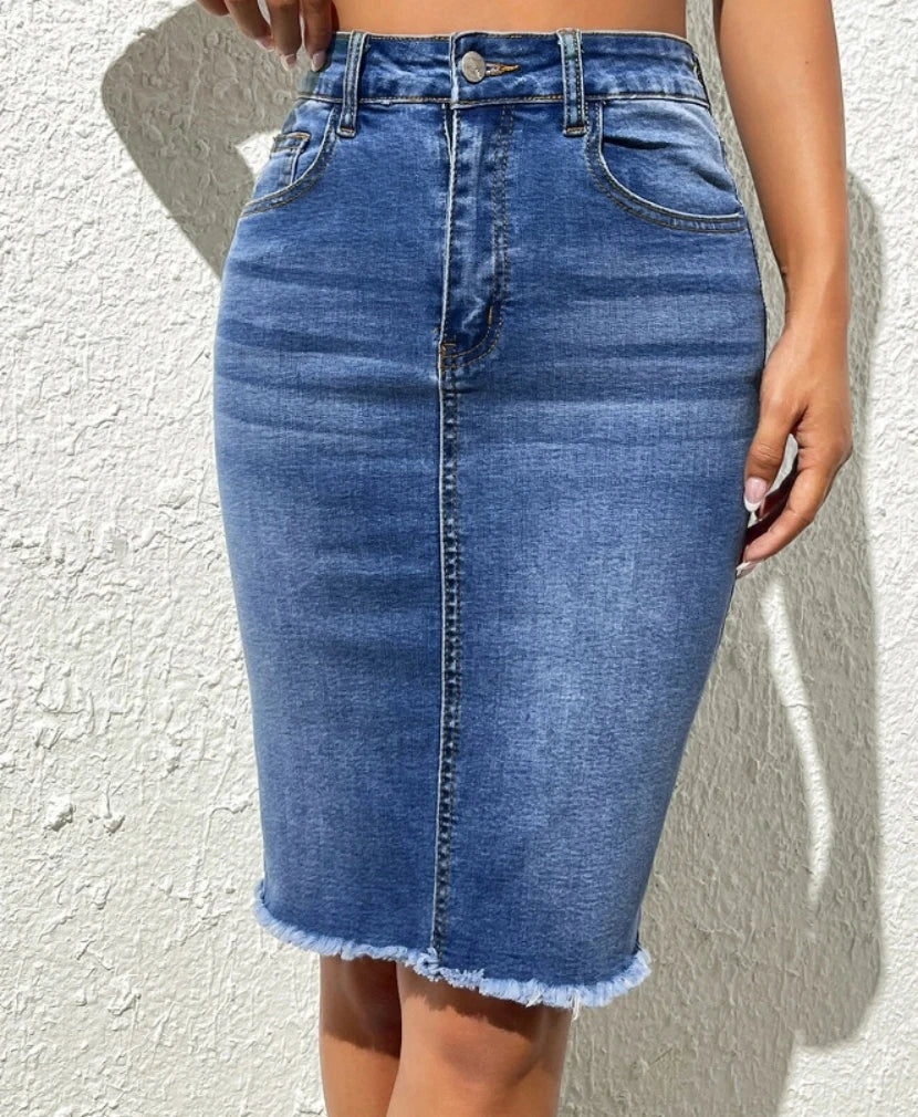 Gaia | Eleganter Midi-Denimrock