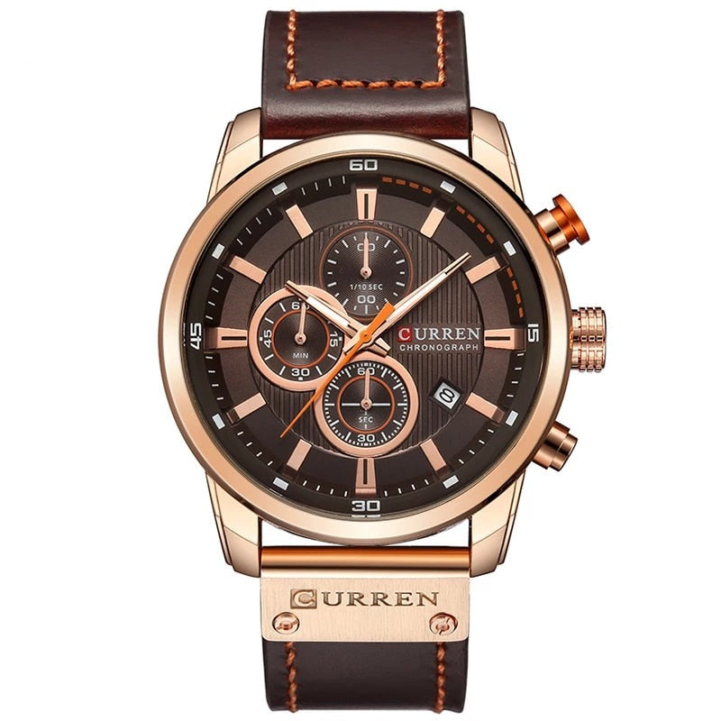Stilvolle Quarzuhr mit Lederarmband
