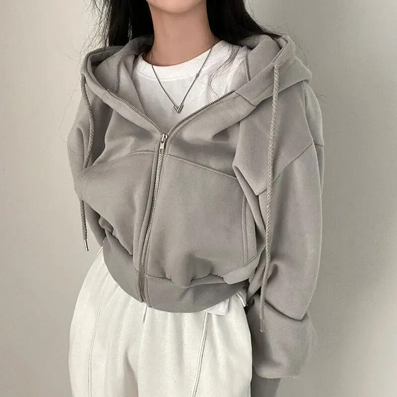 Übergroßer Damen Hoodie mit Taschen und Reißverschluss