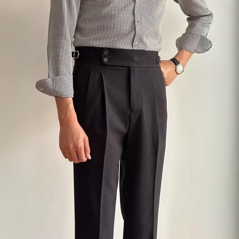 Peter | Elegante Two-Waist Knopfleiste Herrenhose mit hoher Taille