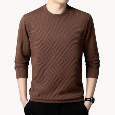 Stefan | Geometrisch gemusterte Comfort Herren Jacquard Crewneck T-Shirts