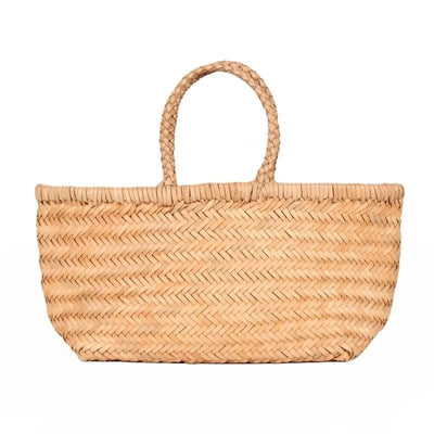 Elna | Große handgeflochtene Tragetasche aus veganem Leder – Rustikaler Shopper