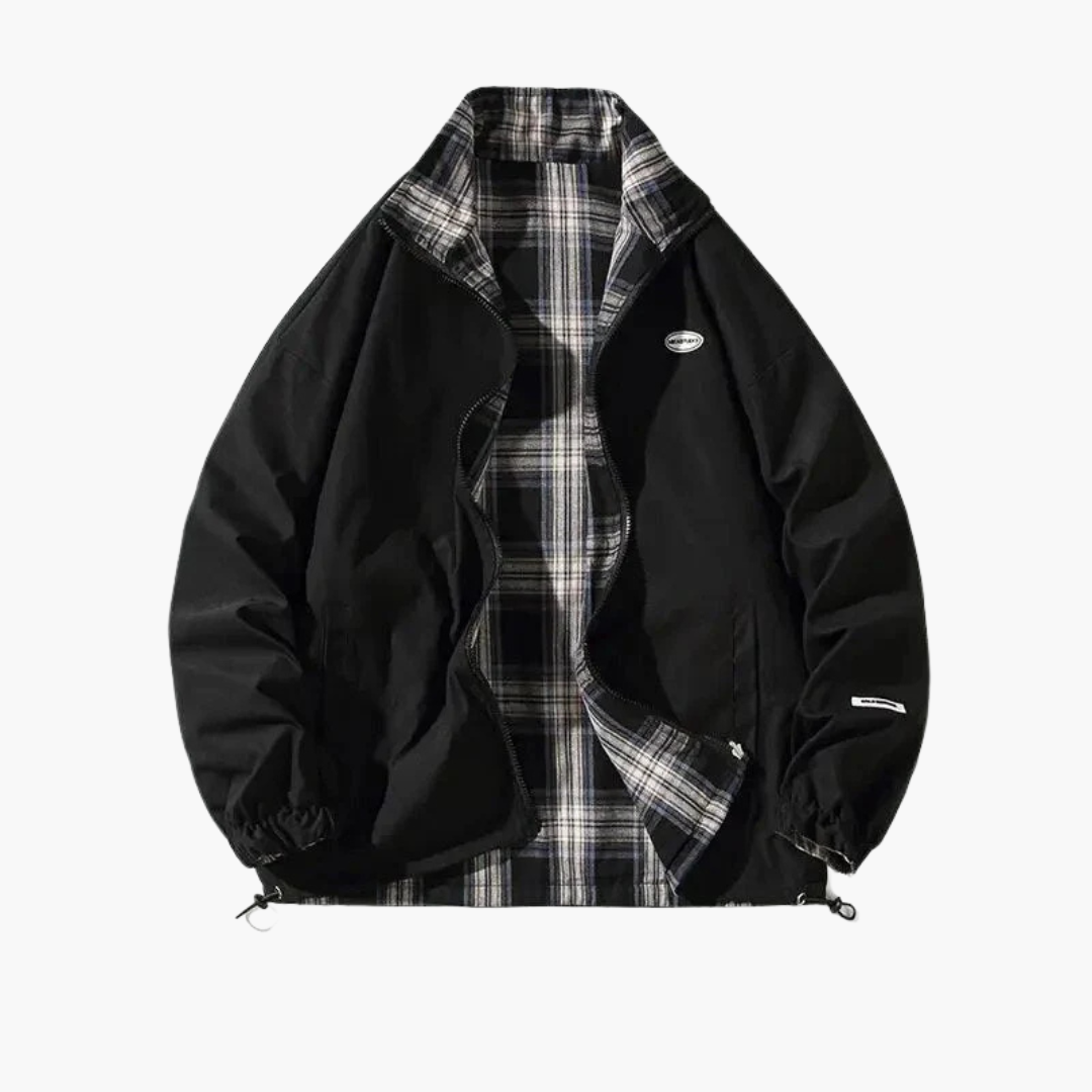 Herren Bomberjacke mit Reißverschluss und kariertem Innenfutter