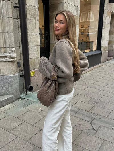 V-Ausschnitt Strickjacke mit Eleganter Struktur