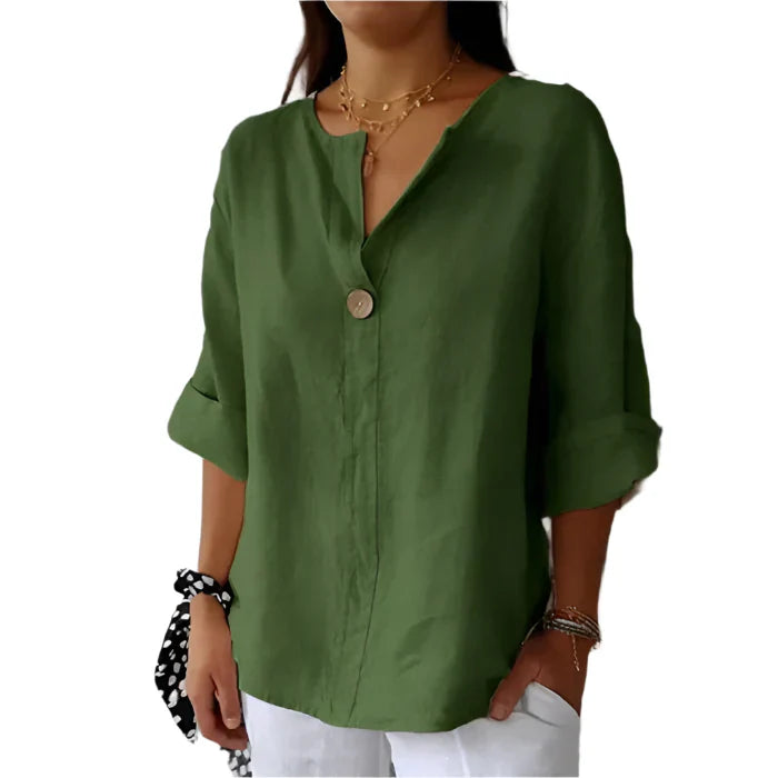 Kaemiya – Minimalistische Bluse aus Leinenmischung mit Knöpfen