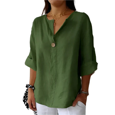 Kaemiya – Minimalistische Bluse aus Leinenmischung mit Knöpfen