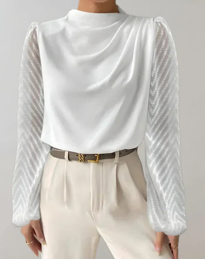 Eloise - elegantes weißes top mit rundhalsbluse