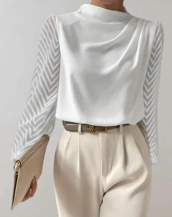 Eloise - elegantes weißes top mit rundhalsbluse
