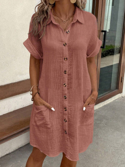 Hailey | Damen Retro Hemdkleid aus Baumwolle und Leinen