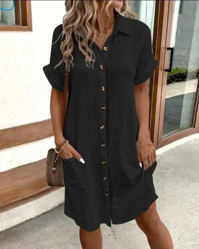 Hailey | Damen Retro Hemdkleid aus Baumwolle und Leinen