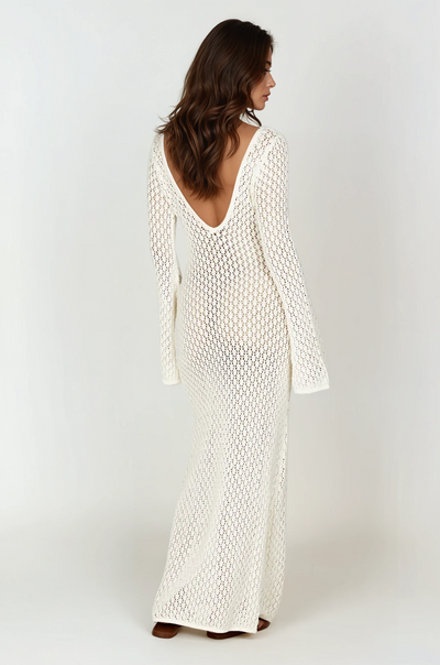 Liviane - Gehäkeltes Maxikleid mit Fishtail-Ärmeln