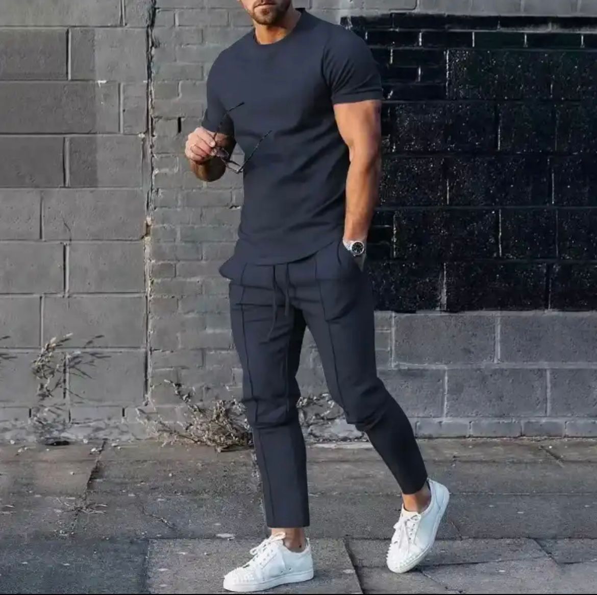 Herren Freizeit Set – Zweiteiler mit T-Shirt & Hose im modernen Slim Fit