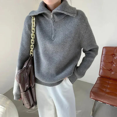 Helene | Warmer Damenpullover mit Reißverschluss und Rollkragen