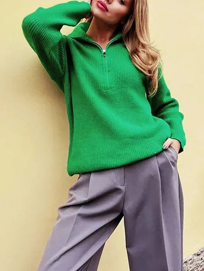 Whitney | Warm Zip Closure Damen Rollkragenpullover