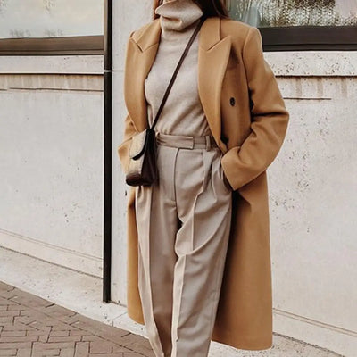 Eleganter Doppelreihiger Trenchcoat für Damen | Reverskragen