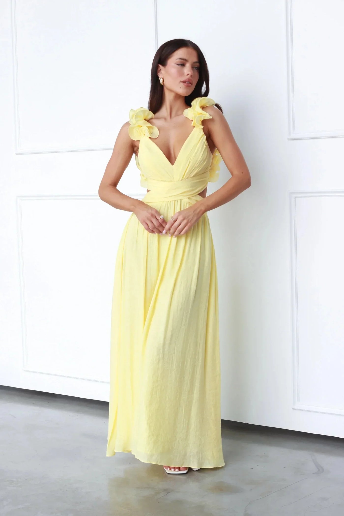 Elegantes V‑Ausschnitt Abendkleid | Maxi Dress lang & figurbetont