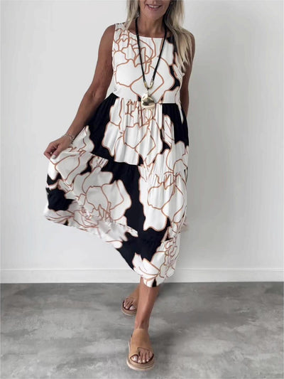 HELGA ÄRMELLOSES KLEID MIT PRINT