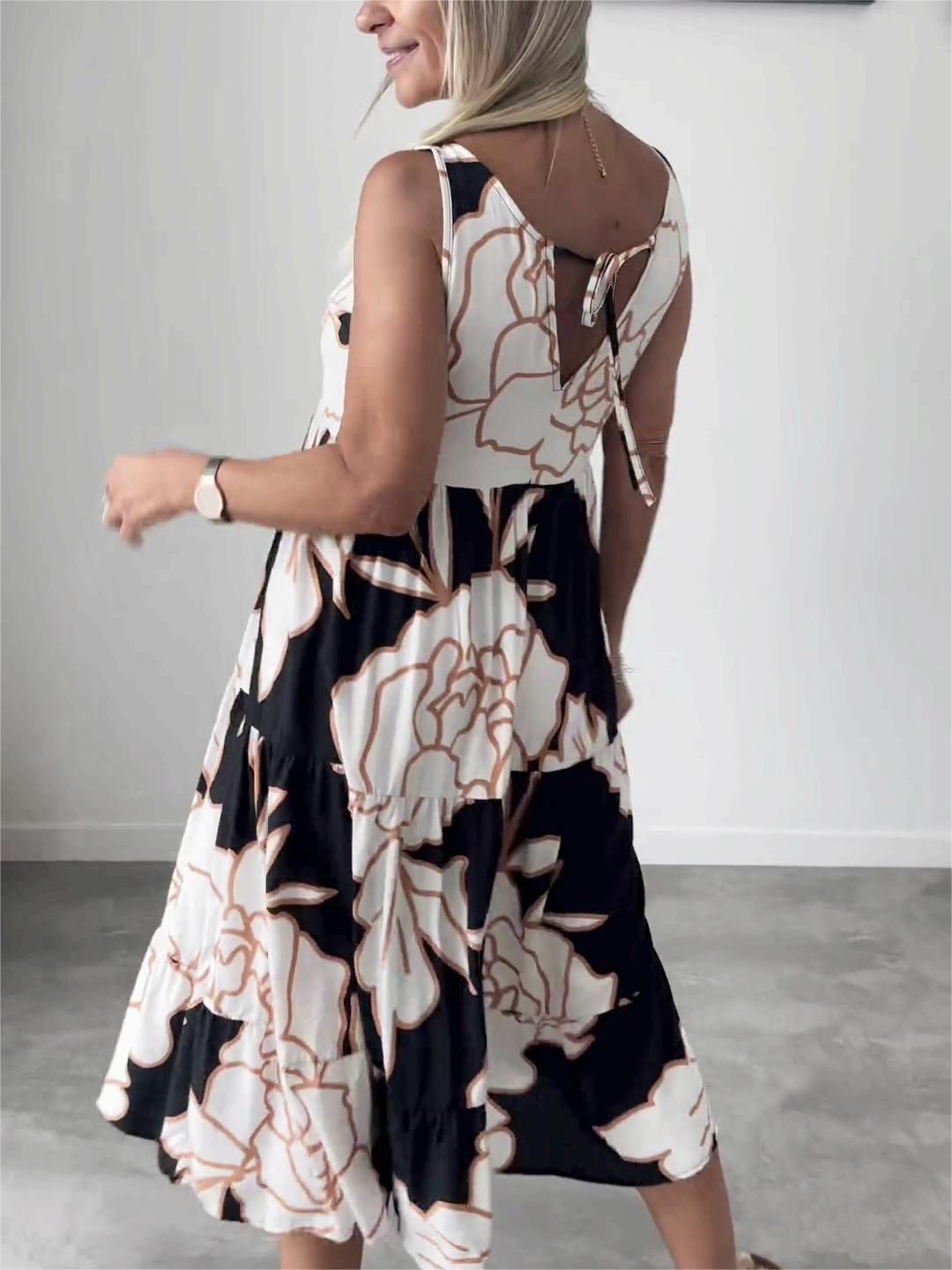 HELGA ÄRMELLOSES KLEID MIT PRINT