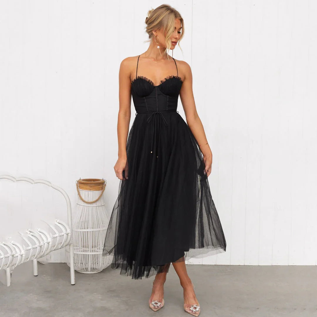 Krystal – Romantisches Tüll-Korsett-Midikleid