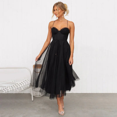 Krystal – Romantisches Tüll-Korsett-Midikleid