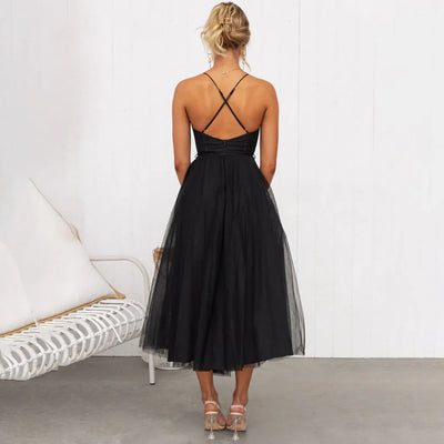 Krystal – Romantisches Tüll-Korsett-Midikleid