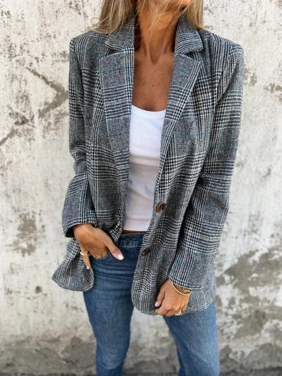 LÄSSIGER KARTIERTER BLAZER MIT REVERS