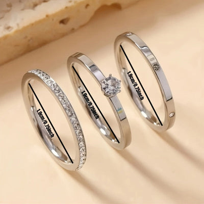 Elegantes Vergoldetes Ring-Set mit Strass und Kristallen – 3-teiliges Set