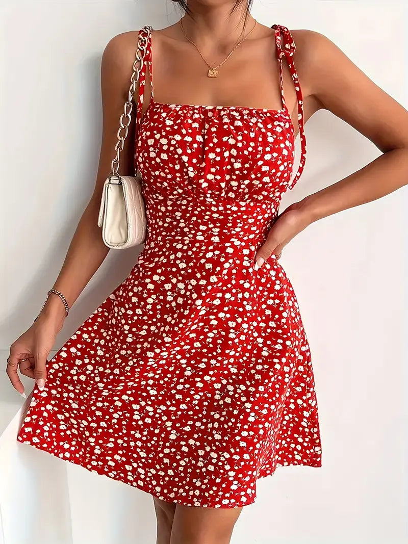 Maxine – Minikleid mit Blumenmuster und Bindebändern
