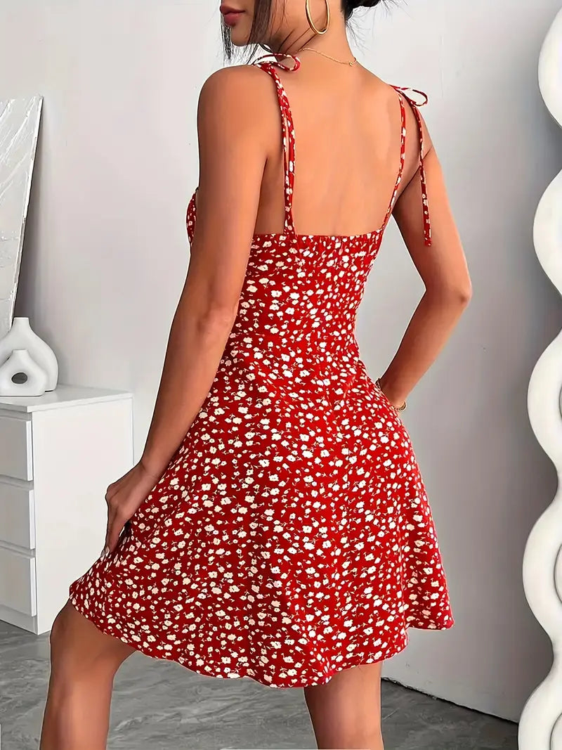 Maxine – Minikleid mit Blumenmuster und Bindebändern