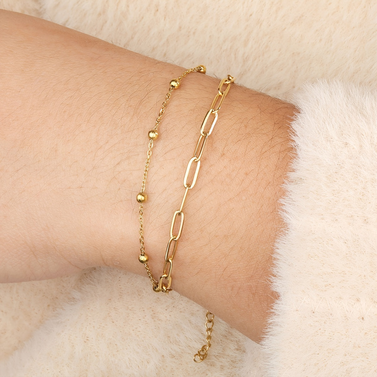 Elegantes Doppelreihiges Vergoldetes Armband