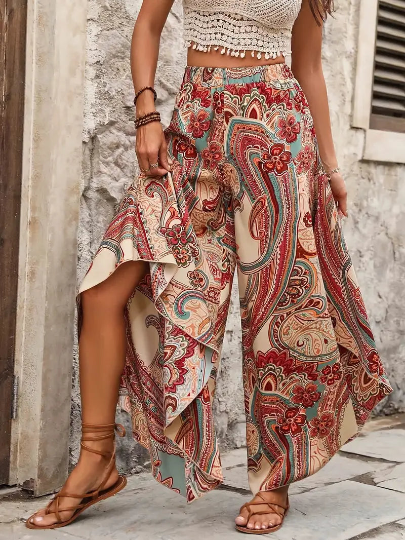 Loren – Boho-Paisley-Palazzohose mit Schlitz