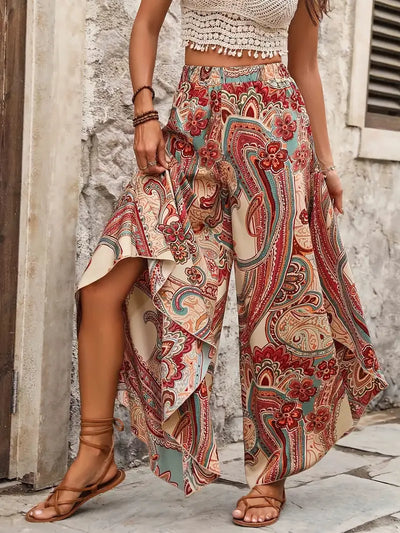 Loren – Boho-Paisley-Palazzohose mit Schlitz