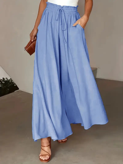 Bethy – Weite Hose mit Kordelzug und Taschen, hoher Taille