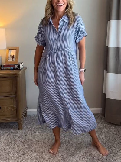 Samara - Stilvolles Gestreiftes Hemdkleid