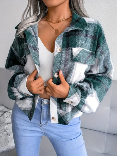 GEKÜRZTE KARIERTE FLANELLJACKE