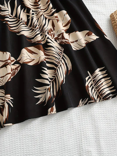 Kamala – A-Linien-Kleid mit Spaghettiträgern und tropischem Print