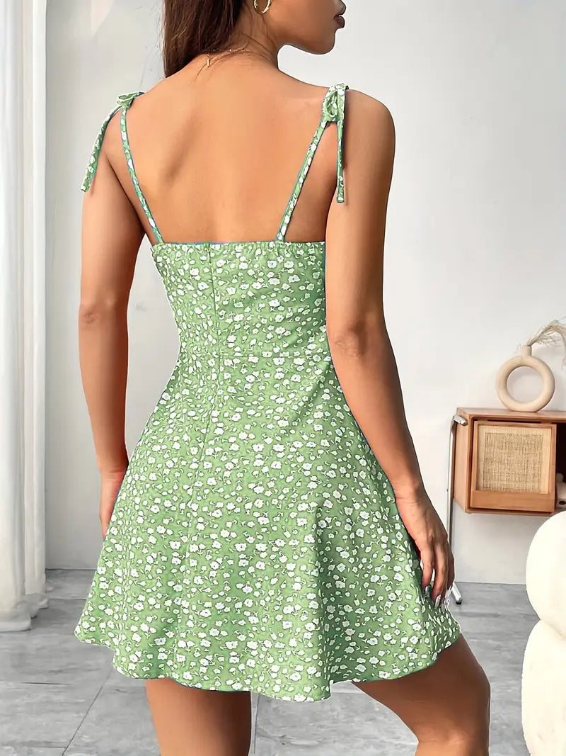 Maxine – Minikleid mit Blumenmuster und Bindebändern