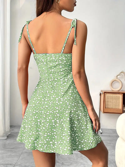 Maxine – Minikleid mit Blumenmuster und Bindebändern