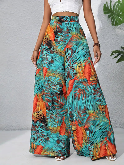 Louvelle – Stilvolle Hose mit weitem Bein und tropischem Print