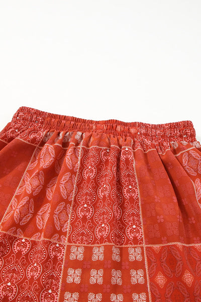 Printed Drawstring Midi Skirt