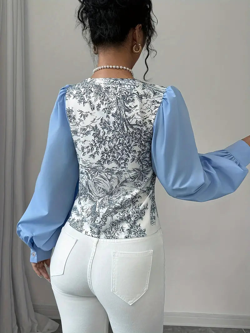 Joycie - vintage-baumwollbluse mit puffärmeln