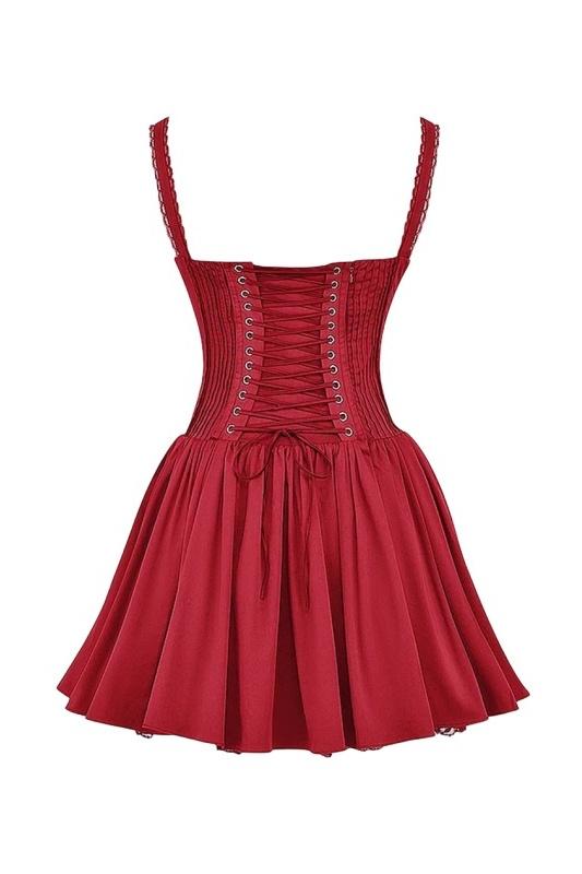 Romantisches Korsett-Minikleid mit Trägern und Rüschendetails