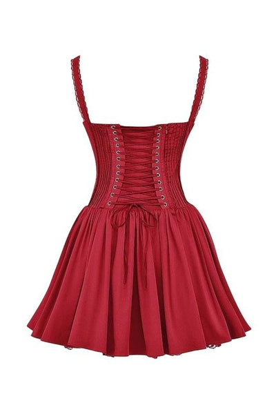 Romantisches Korsett-Minikleid mit Trägern und Rüschendetails